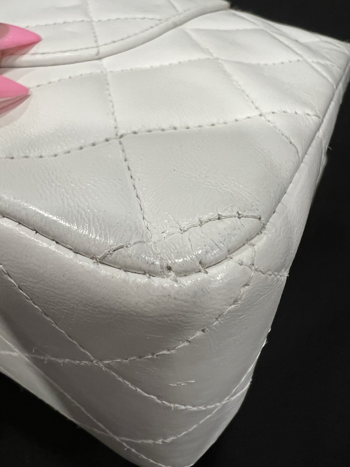 Chanel White 24k Gold Plated Hardware Lambskin Double Flap Classic