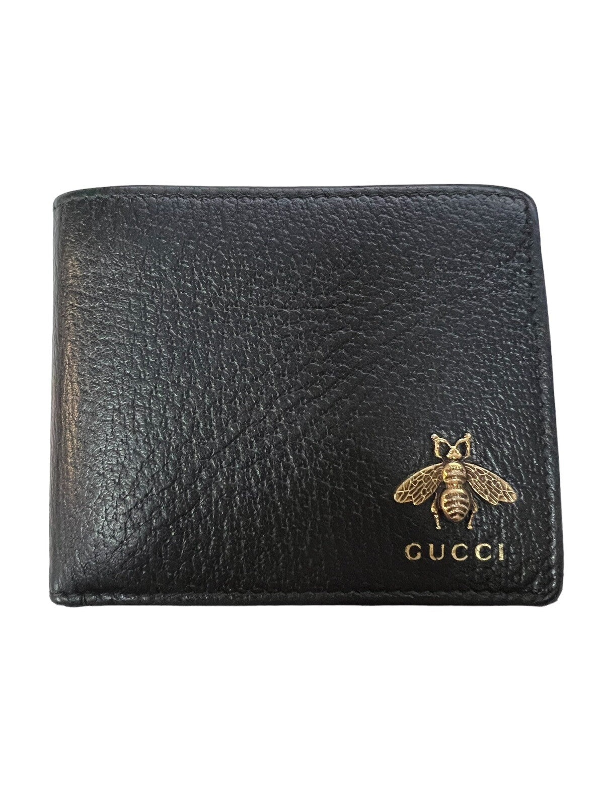 Gucci Anamalier Bi Fold Wallet Black Gold Bee (Retail $560)