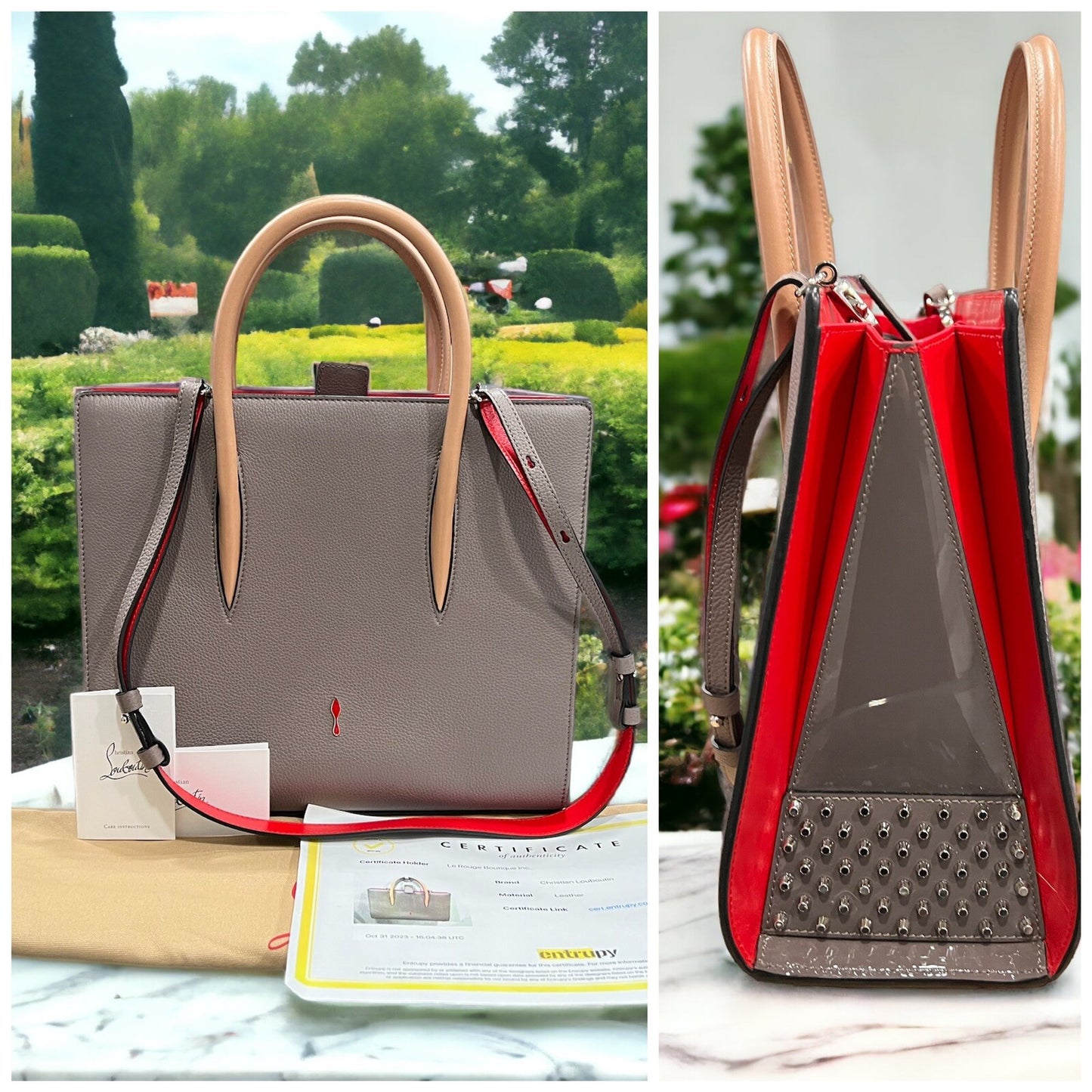Christian Louboutin Paloma Medium Calf Patent Bag "Storm" (Retail $2700)