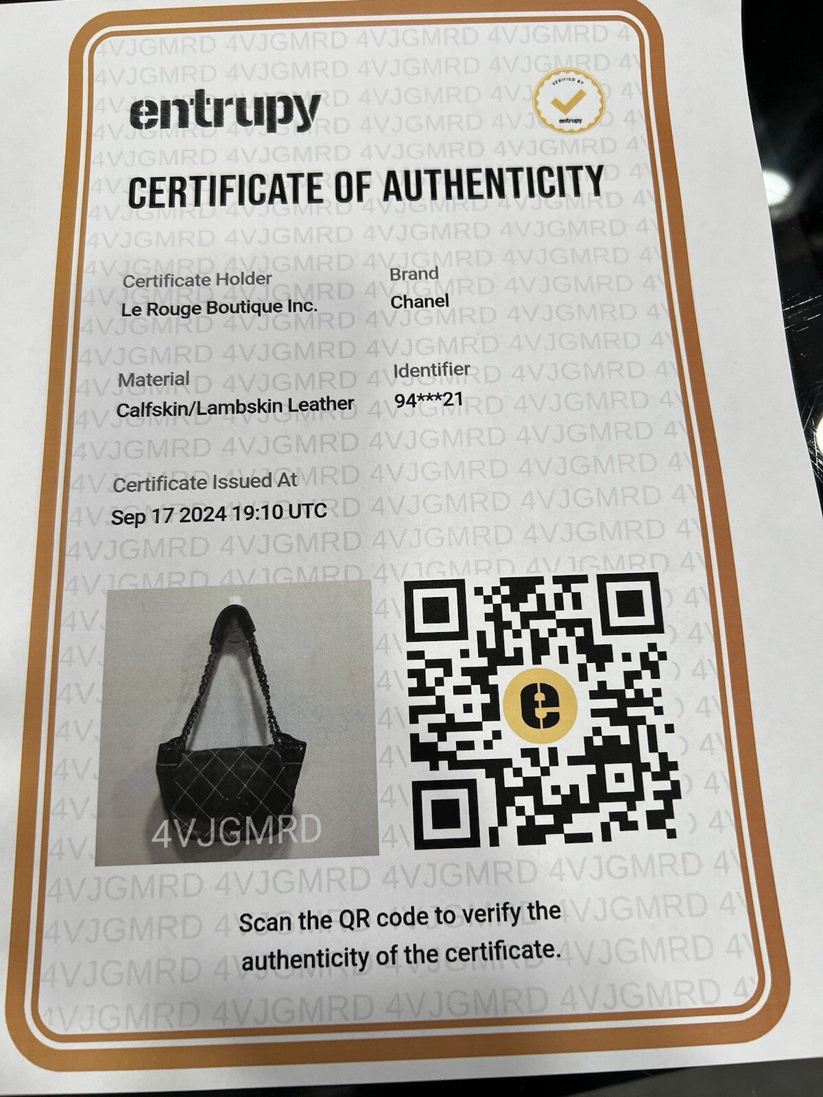 Chanel Wild Stitch Lambskin Chain Bag W/Certificate Of Authenticity