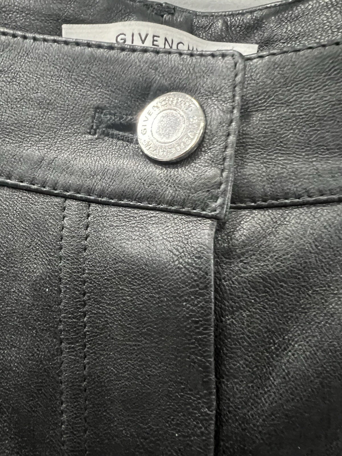 Givenchy Black Leather Zipper Detail Stretch Pants Size 40/US8