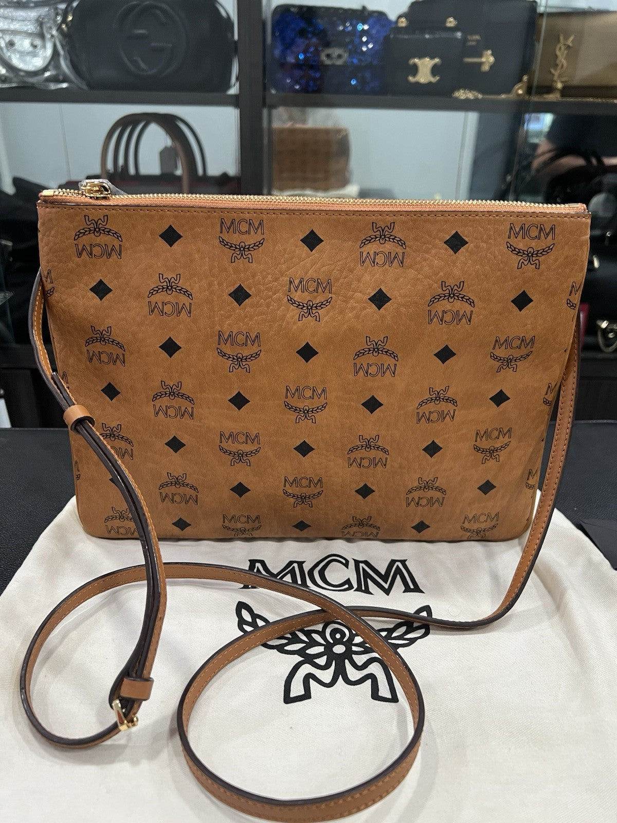 MCM Crossbody Pouch in Visetos Original $490.00 NEW
