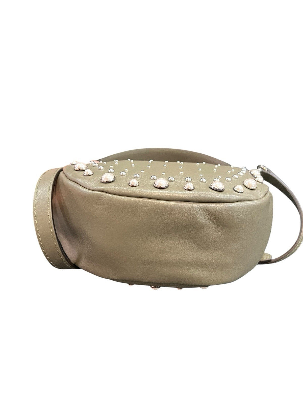 Jimmy Choo Olive Green Pearl Gromet Embellished Crossbody