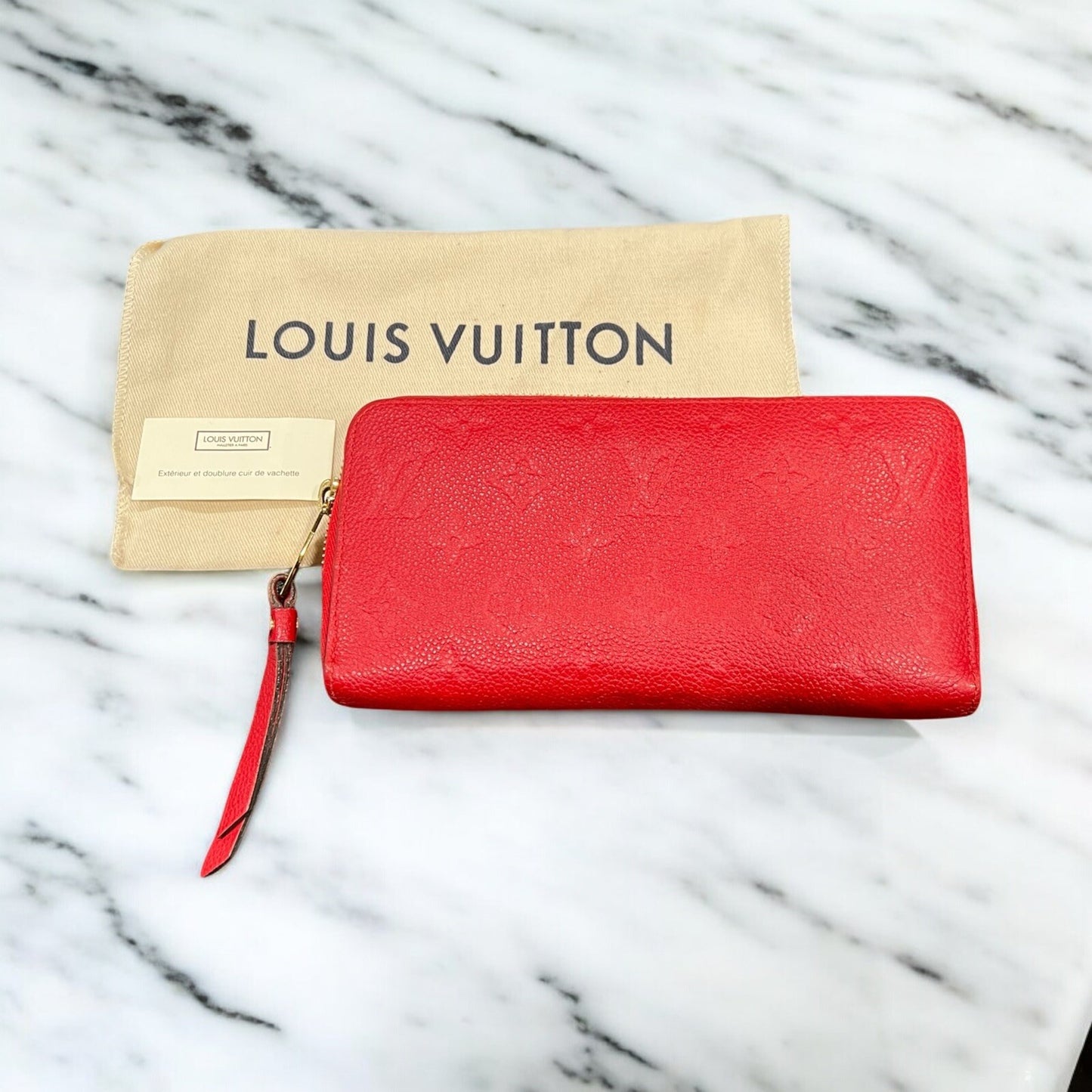Louis Vuitton Cerise Monogram Empreinte Zippy Wallet W/Duster