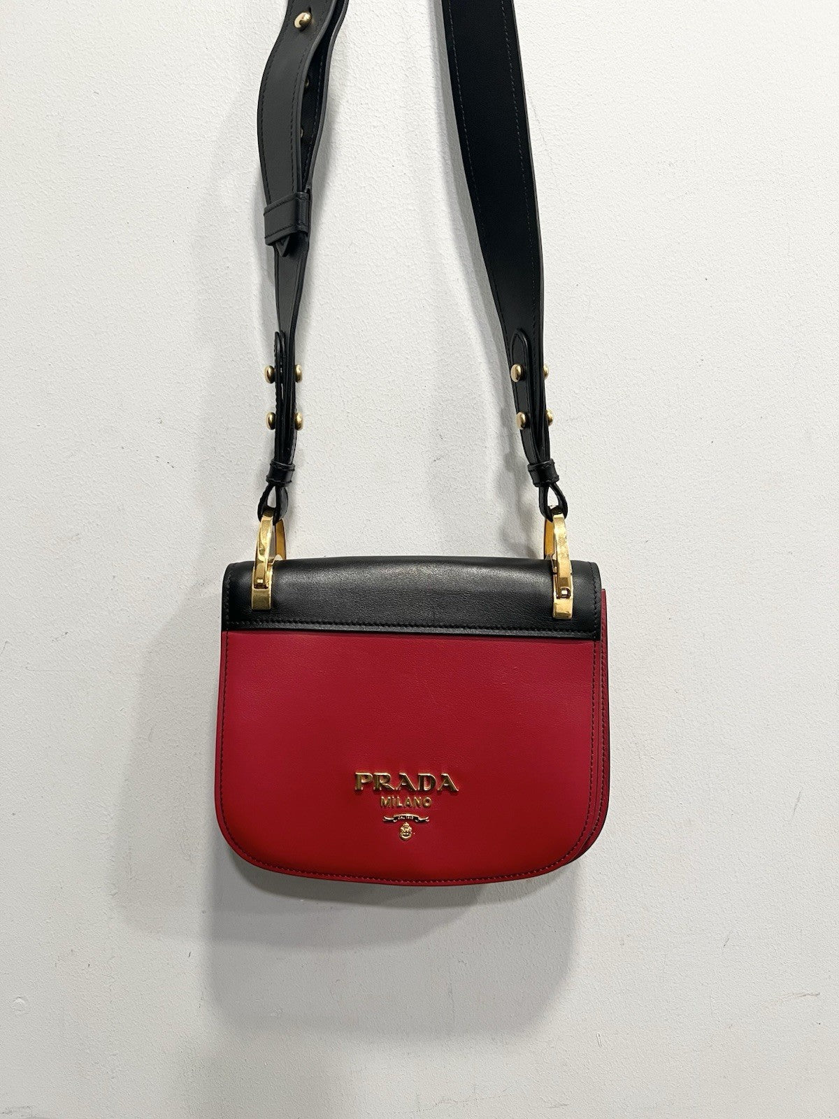Prada Pionniere Saddle City Calfskin Small Crossbody Bag W/Authenticity