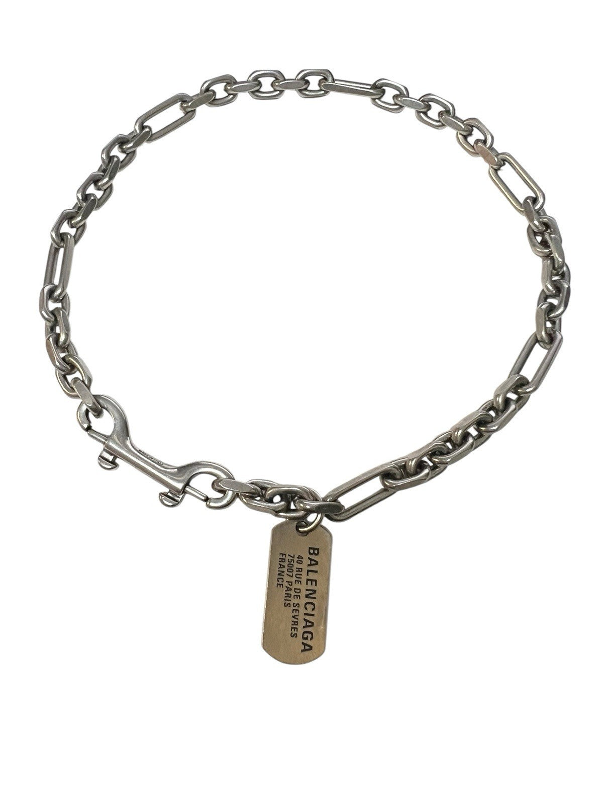 Balenciaga Women's Carabiner Dog Tag Necklace Retail $750