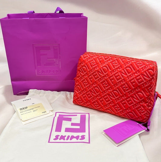 New Fendi X SKIMS FF Nylon Medium Cosmetic Trapezio Beauty Bag/Pouch