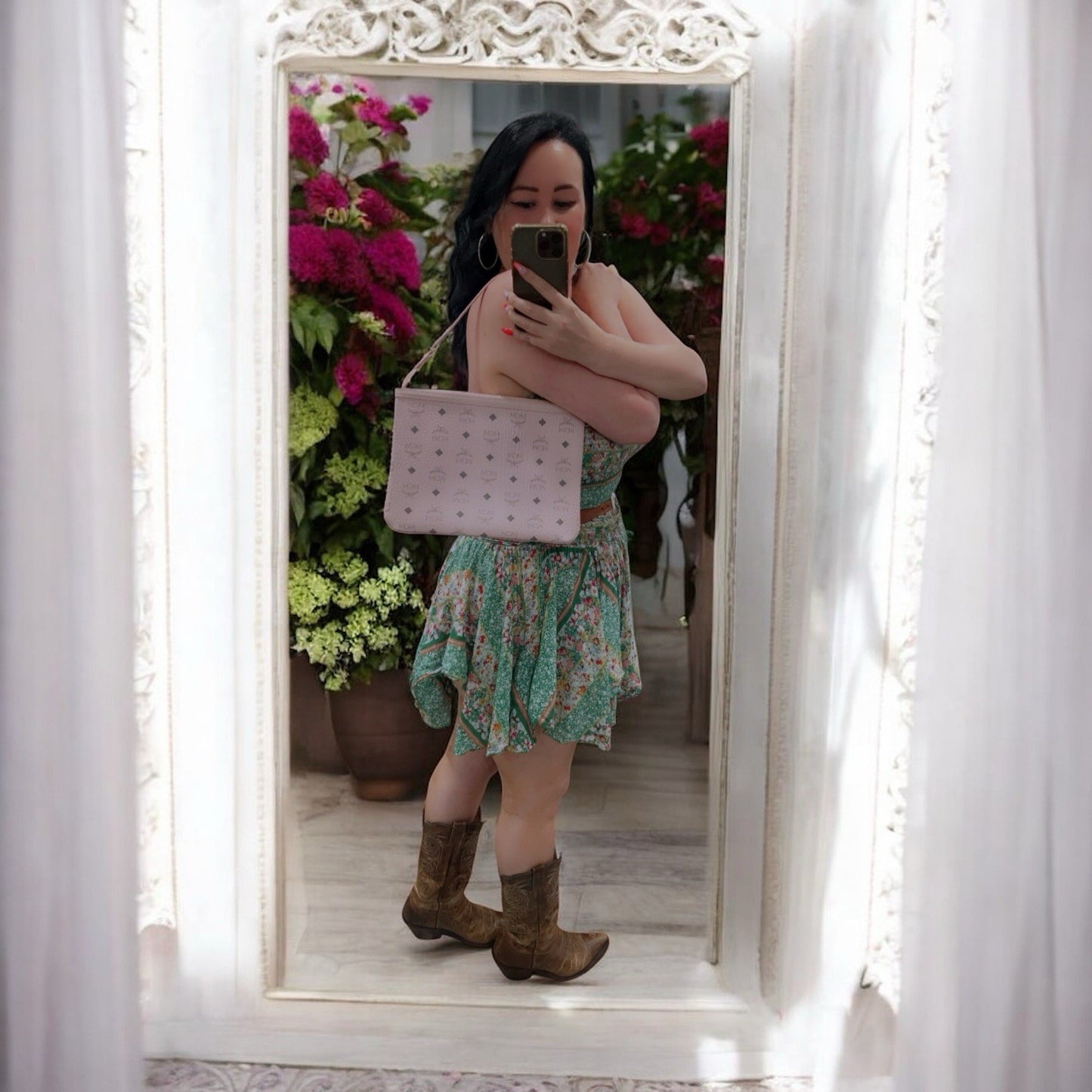 MCM Pink/Grey Insert Pouch Bag (NWOT) Authentic