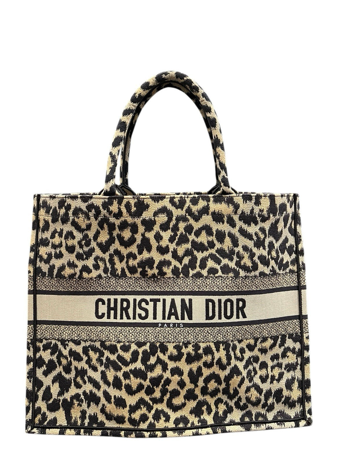 Christian Dior Mizza Embroidered Leopard Book Tote