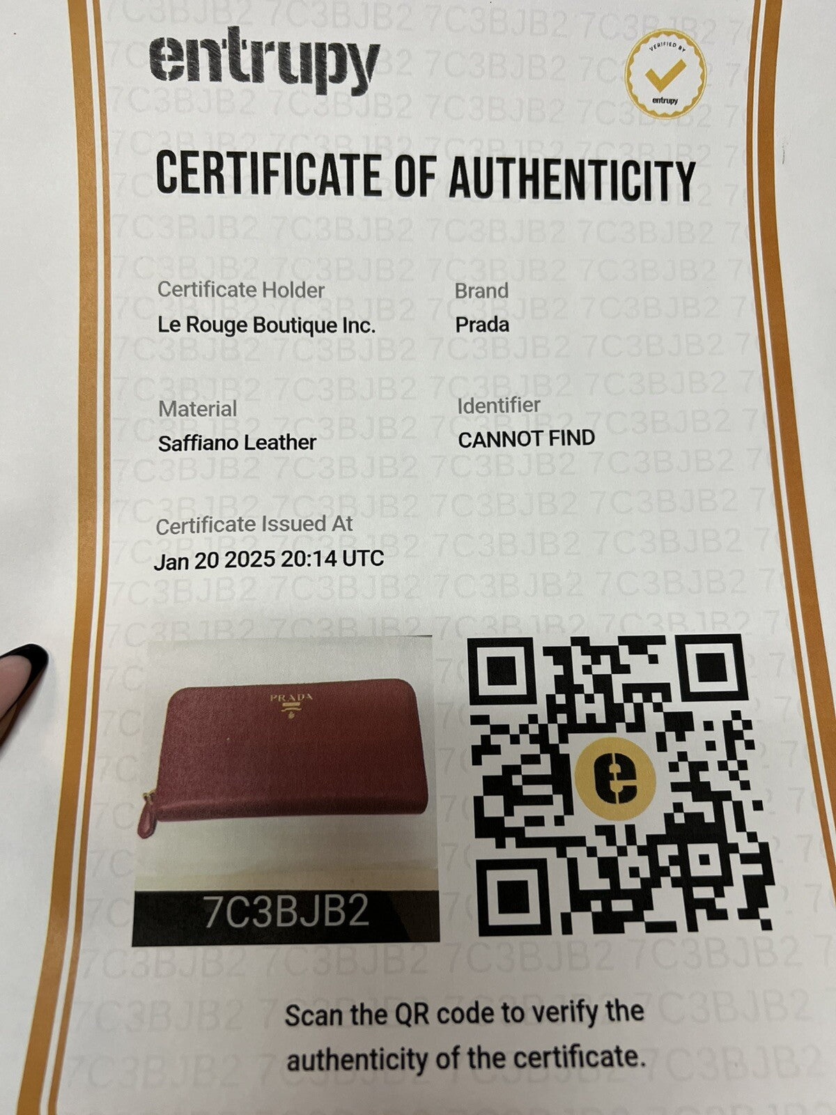 Prada Saffiano Red Leather Zip Around Wallet W/COA