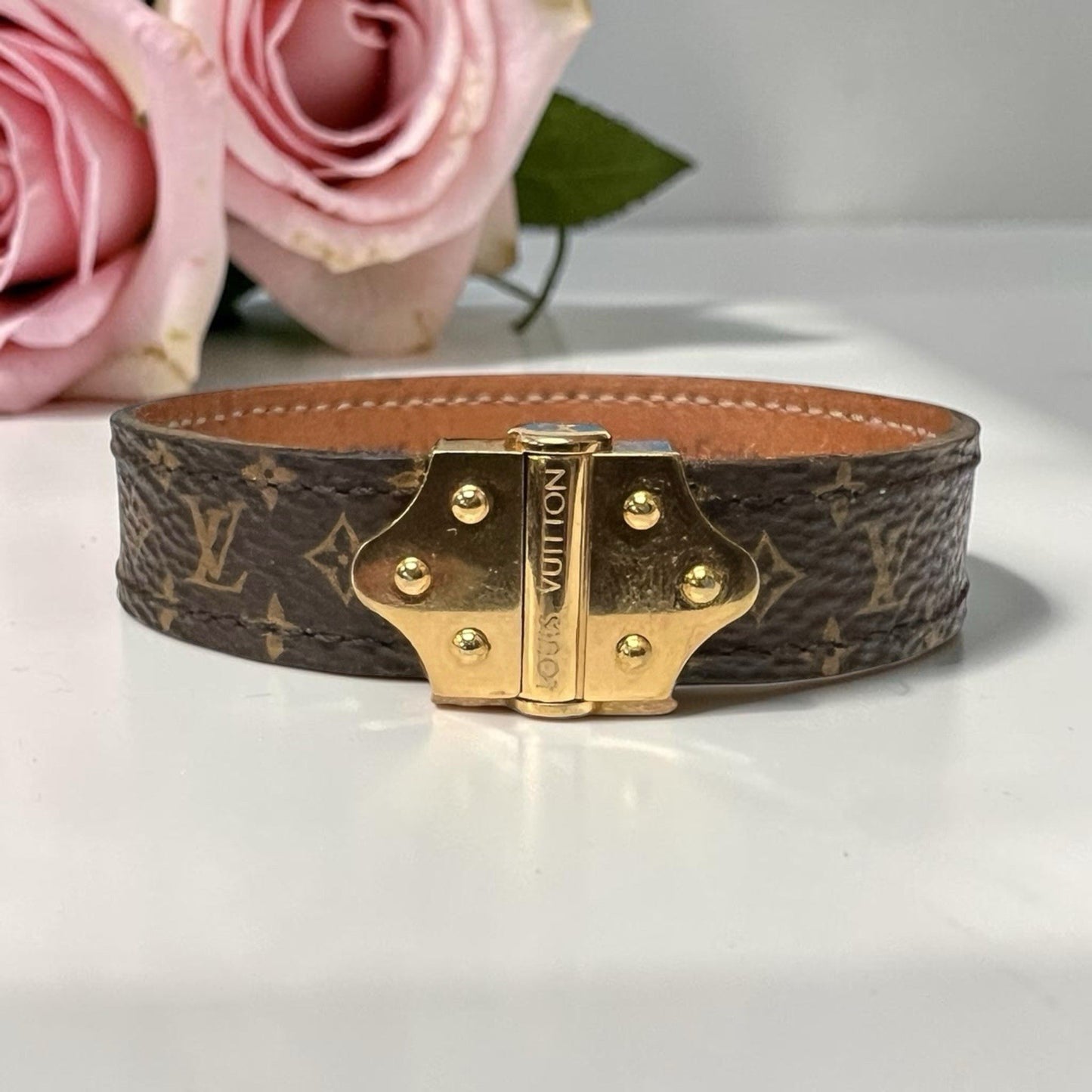 Louis Vuitton Nano Monogram Bracelet 17 Retail $315 6.75" AUTHENTIC