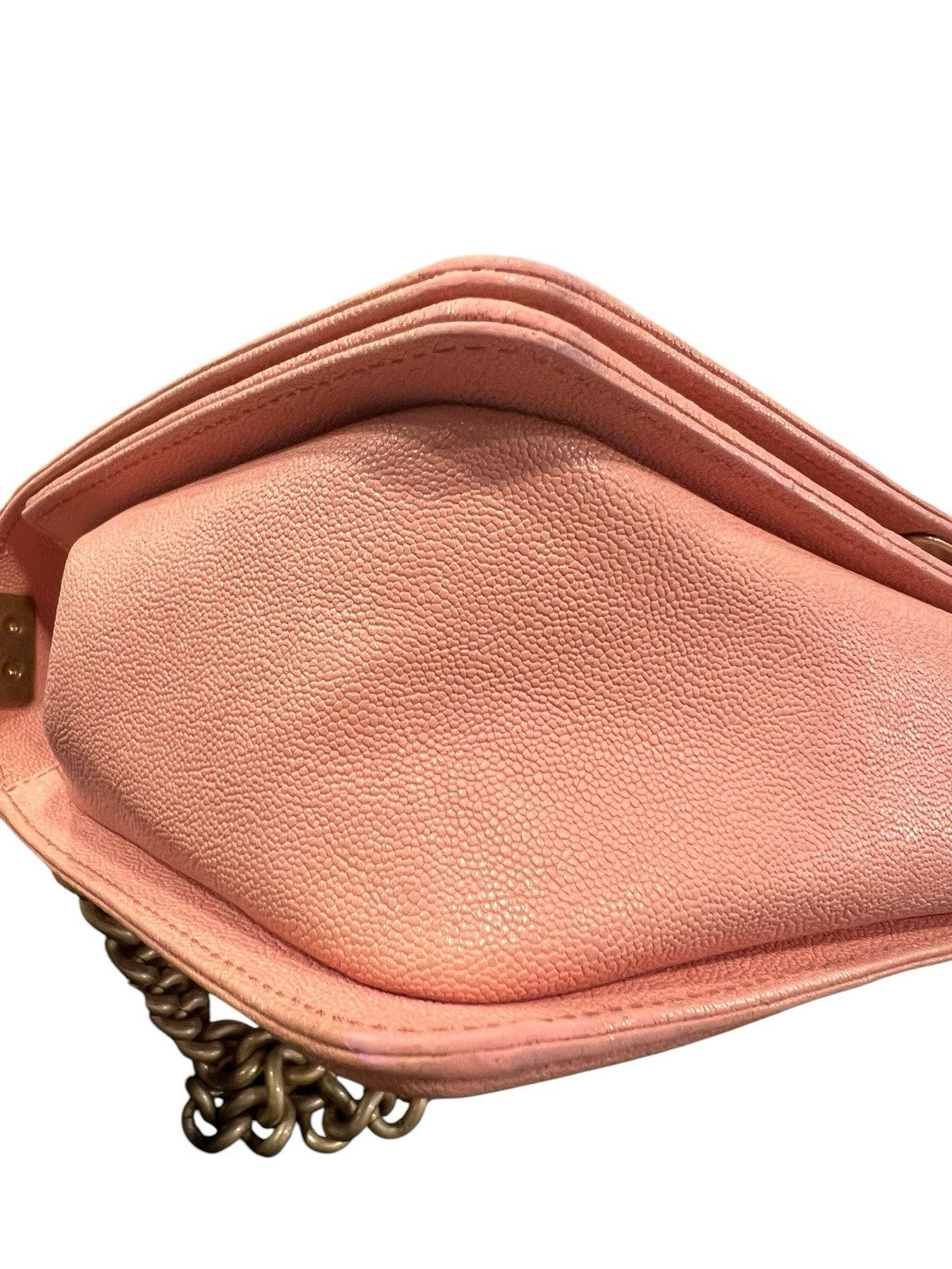 Chanel Quilted Pink Gold Medium Boy Bag With Box Duster Bag & Certifiicate