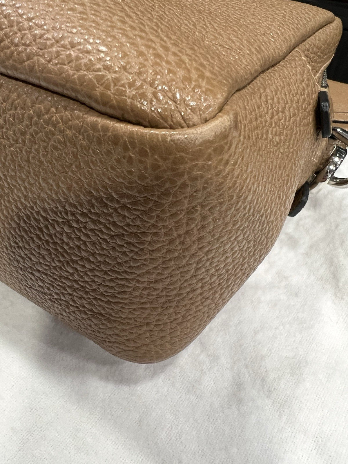 Prada Small Vitello Double Zipper Caramel Crossbody/Shoulder Bag Retail $2750