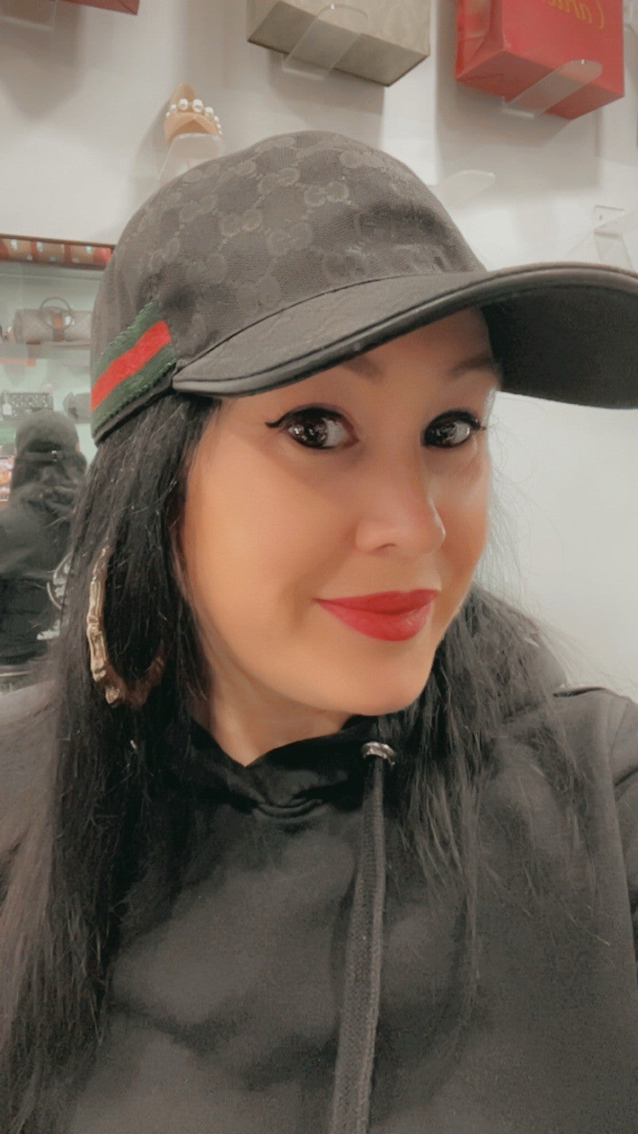 Gucci Original GG Black Canvas Monogram Web Baseball Hat