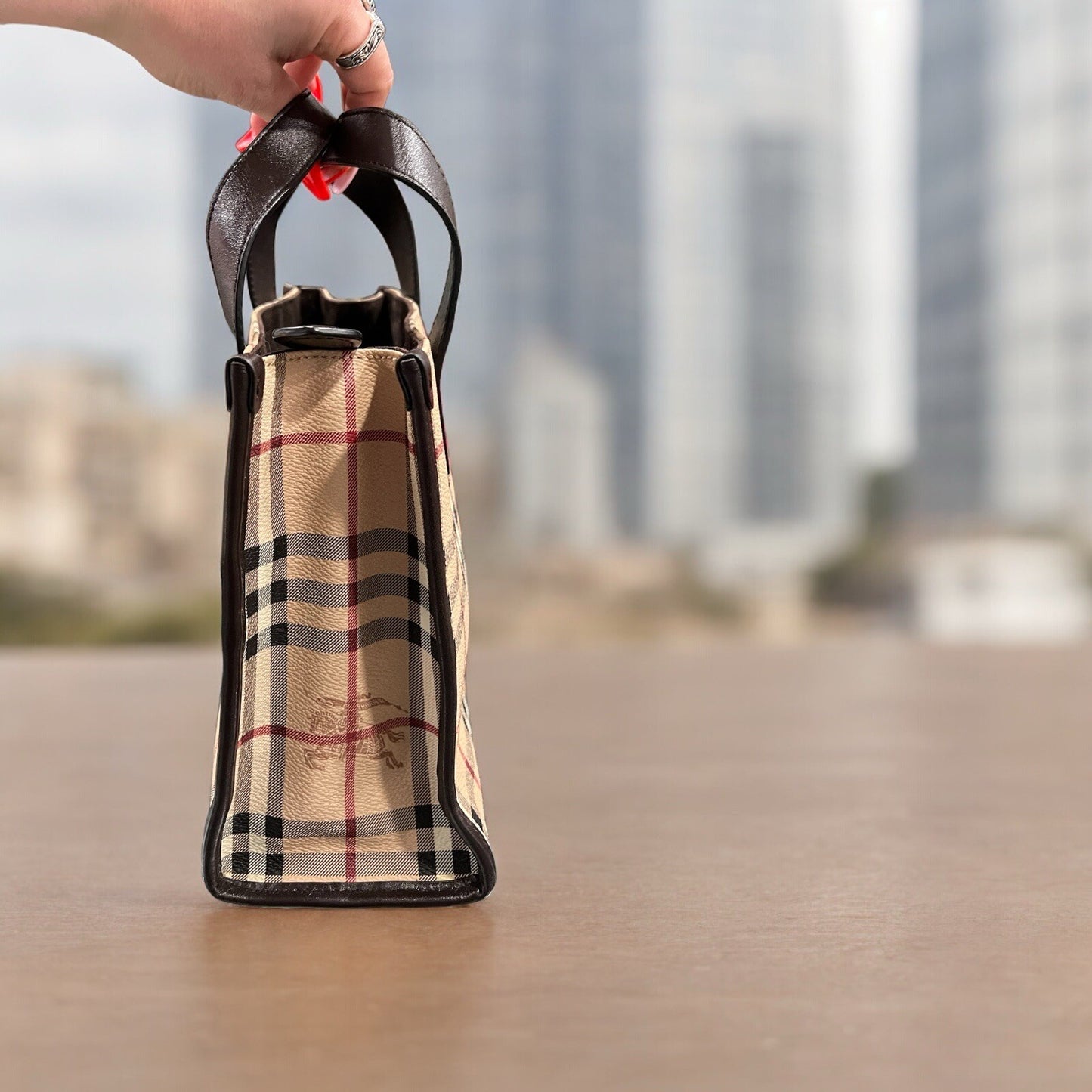 Burberry Nova Check Small Canvas Tote Bag W/Certificate Of Authenticity