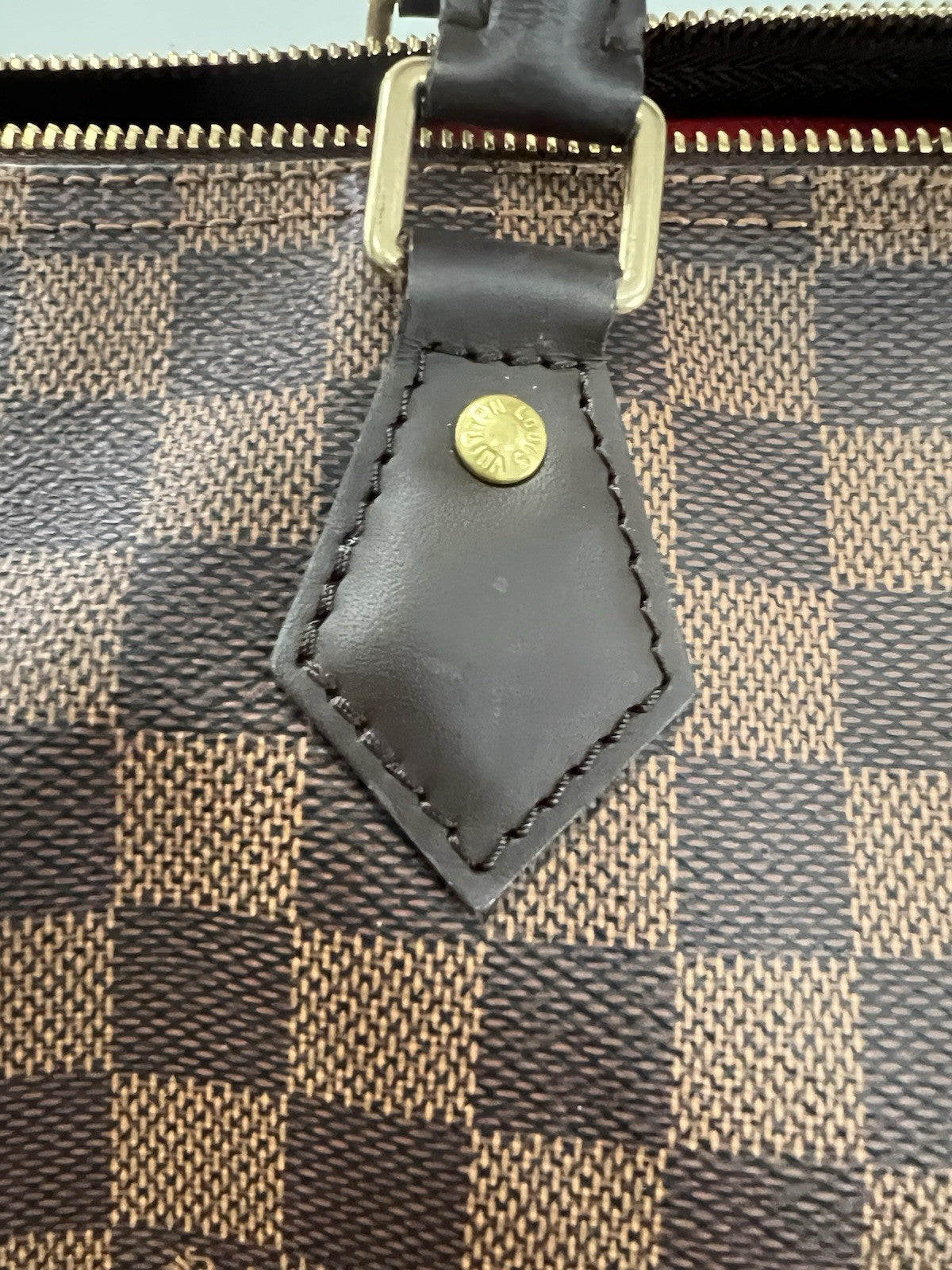 Louis Vuitton Damier Ebene 35 Complete Set Lock Key Duster Box Bag & Receipt