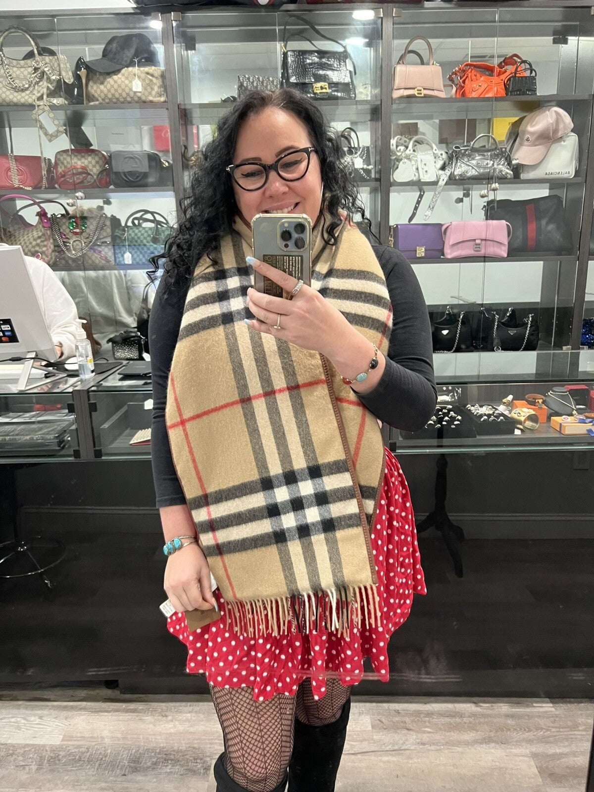 Burberry Quilted Giant Check Cashmere Scarf