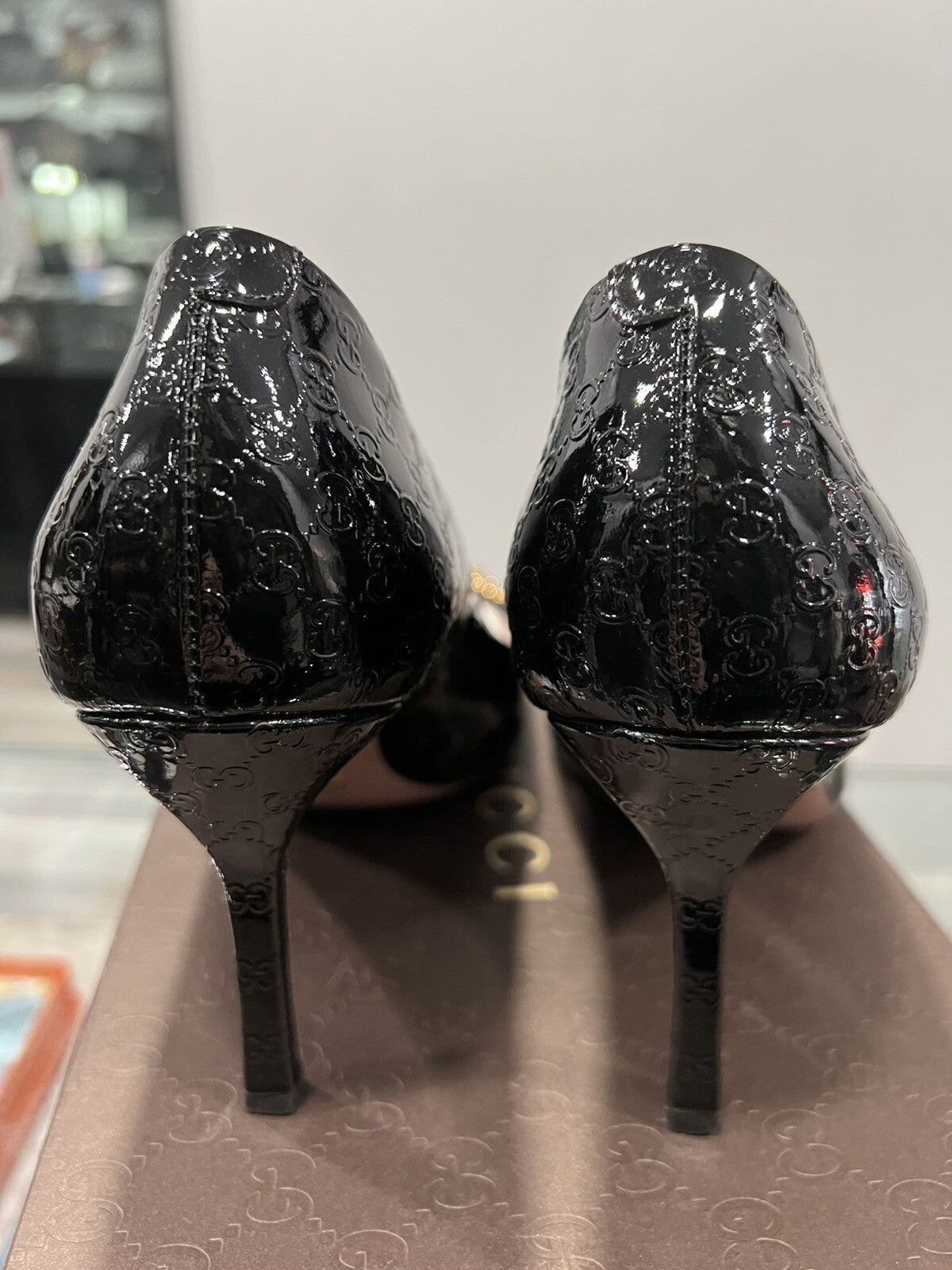 Gucci Patent Vernice Microguccisima Bit Heels 38.5/US8.5 Retail $660