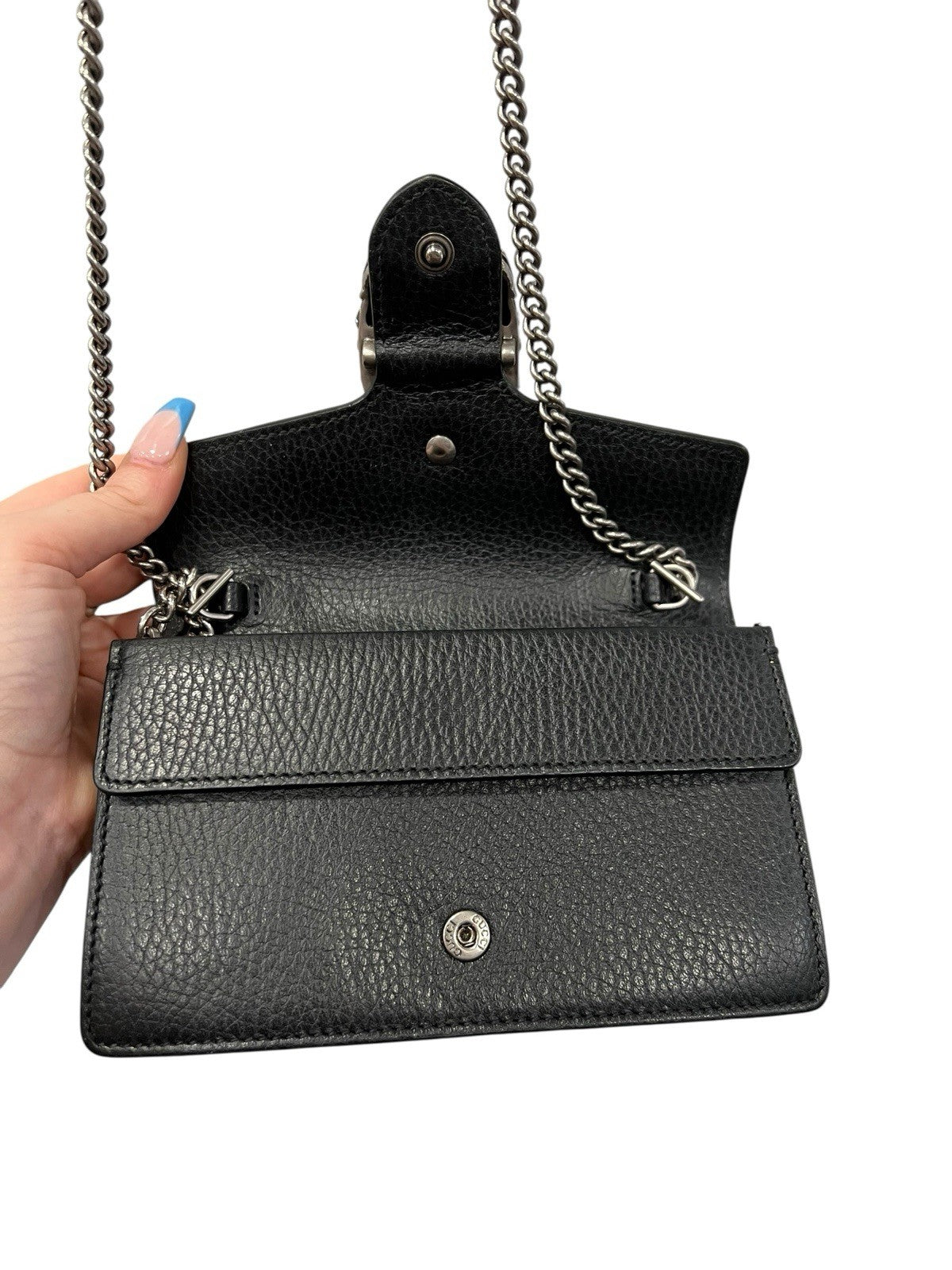 Gucci Dionysus Mini Black Leather Wallet On Chain