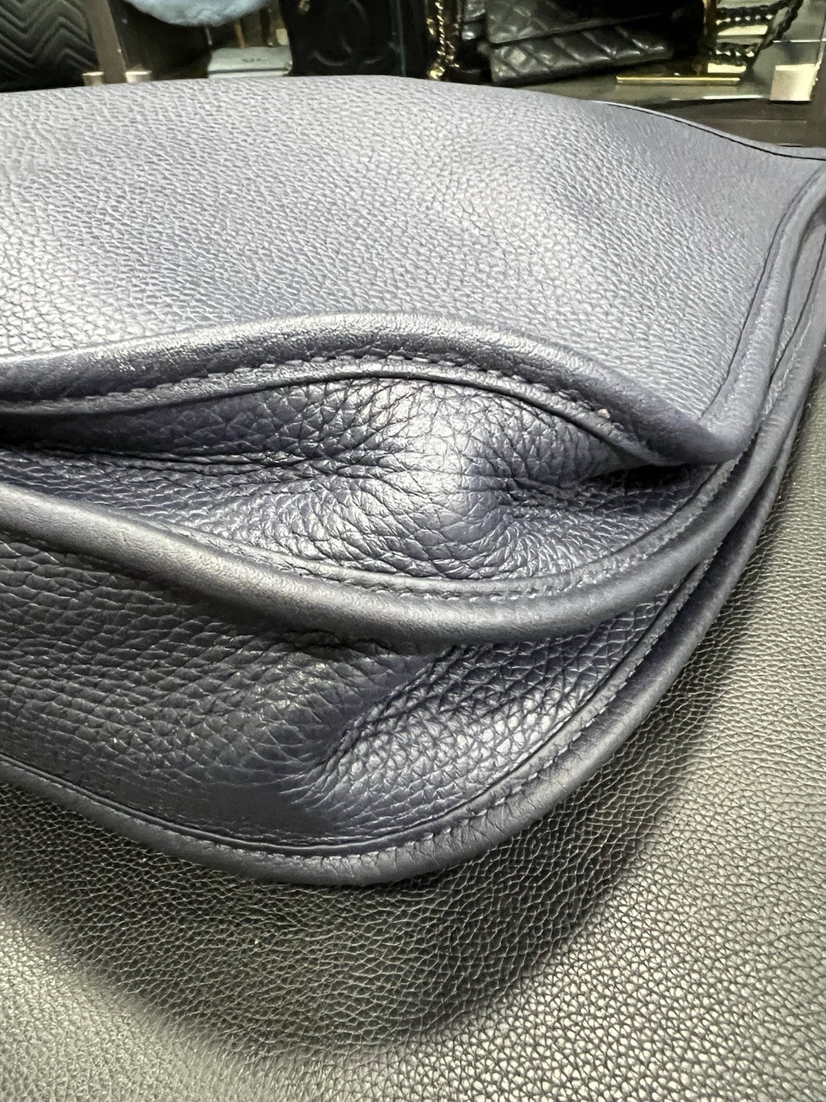 Hermes Evelyn III 40 TGM Togo Leather Dark  Blue With Authenticity Retail $4800