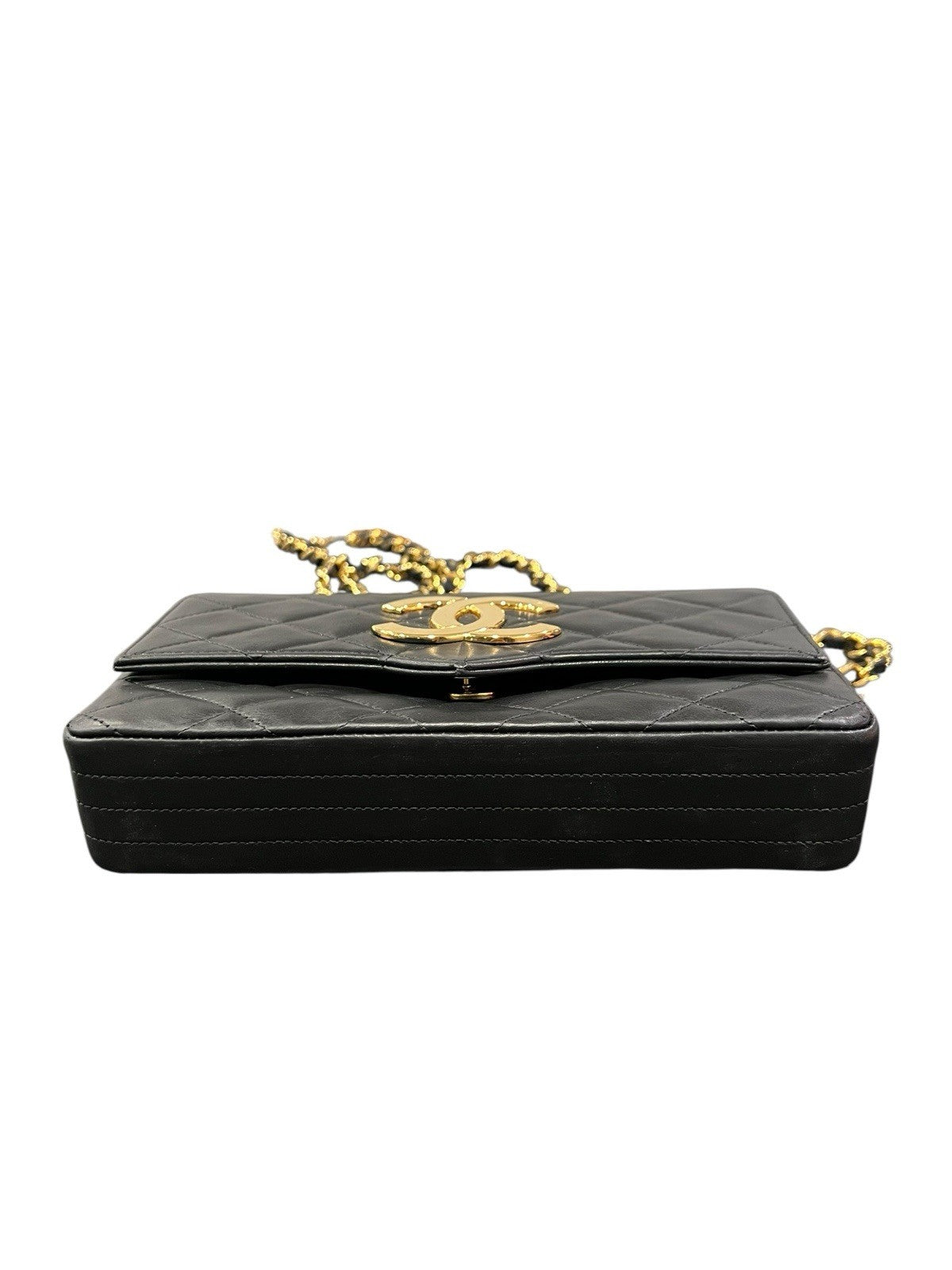 Chanel Vintage 24k Gold Plated Rectangular Single Flap Chain Bag