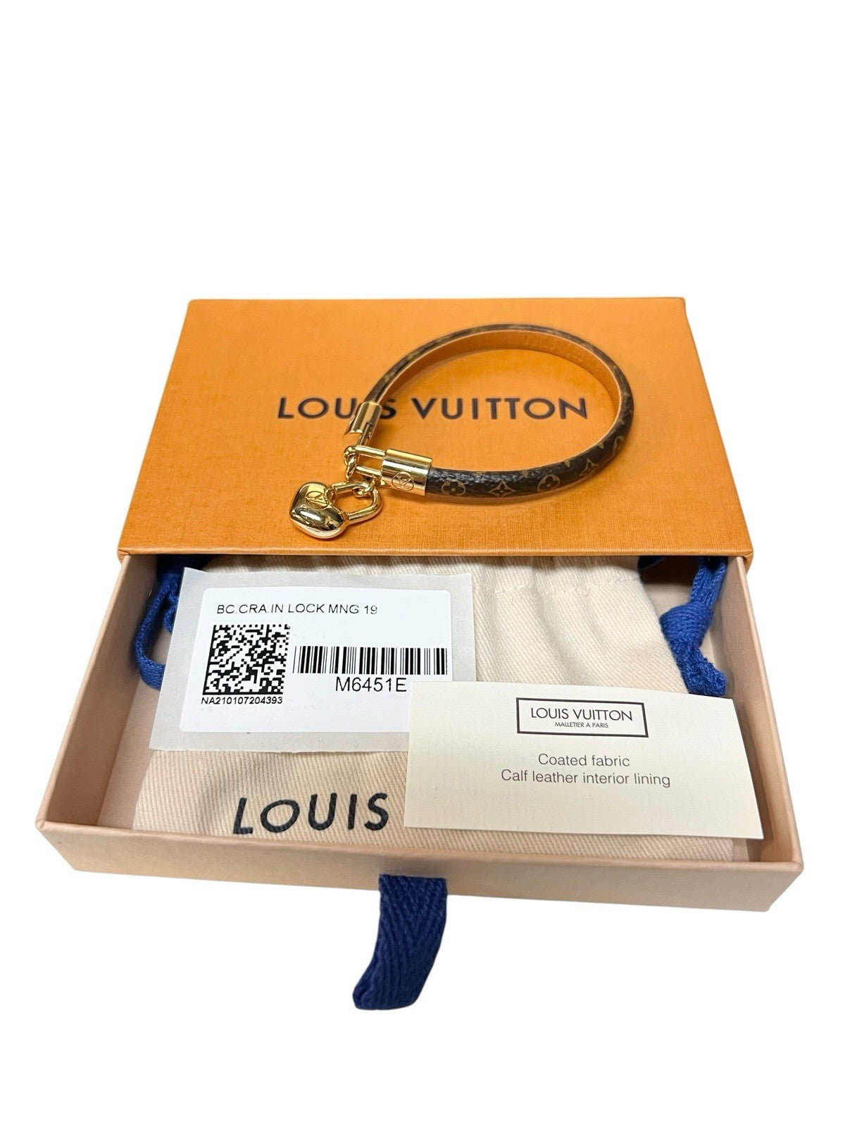 Louis Vuitton Crazy In Lock Charm Bracelet NIB Retail $440 Size 19 M 7.5”