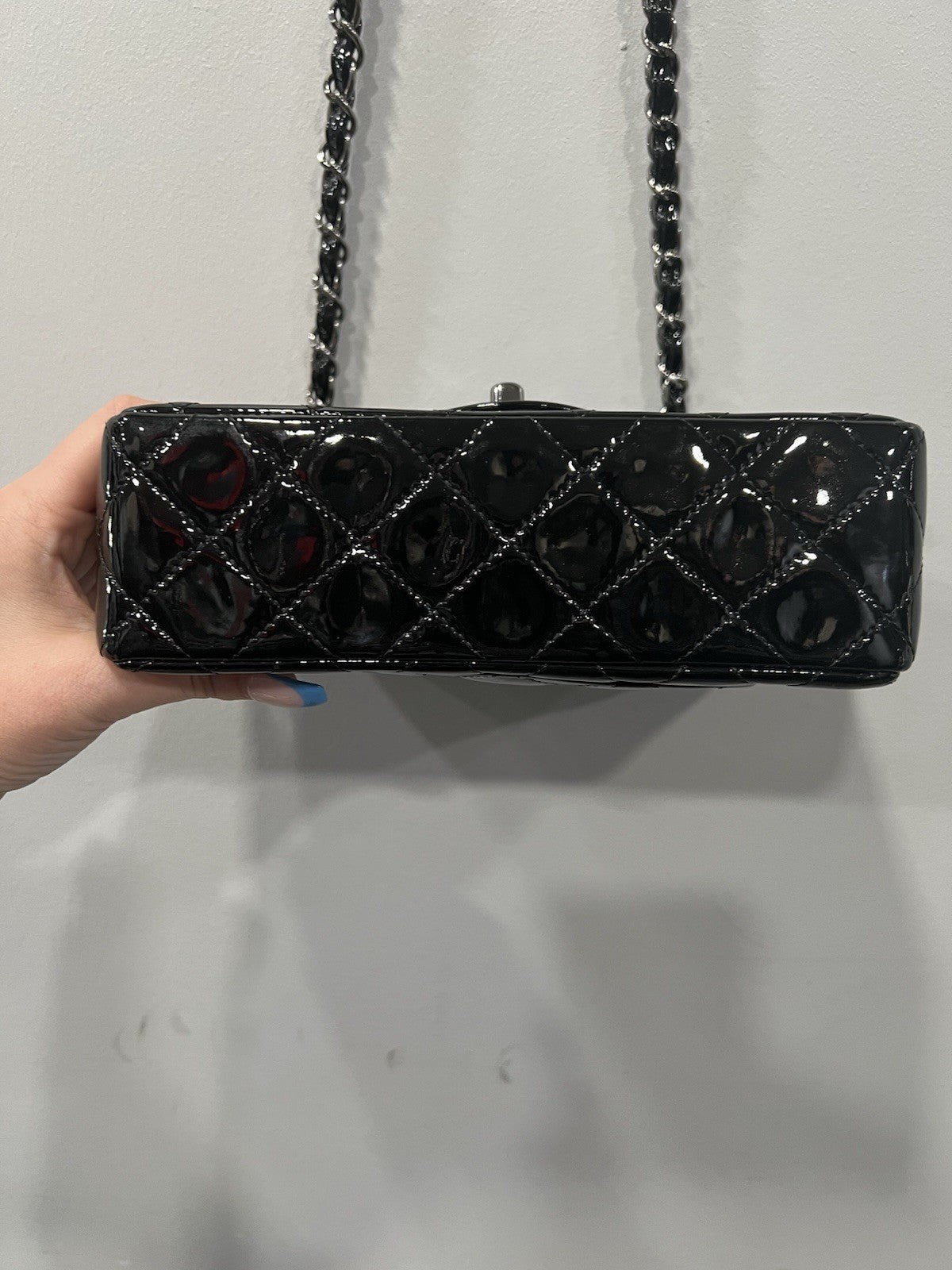 Chanel Patent Mini Rectangular Classic Single Flap Black SHW