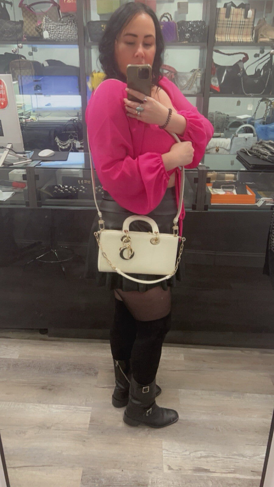 Christian Dior Lizard Ivory/Gold D-Joy Bag