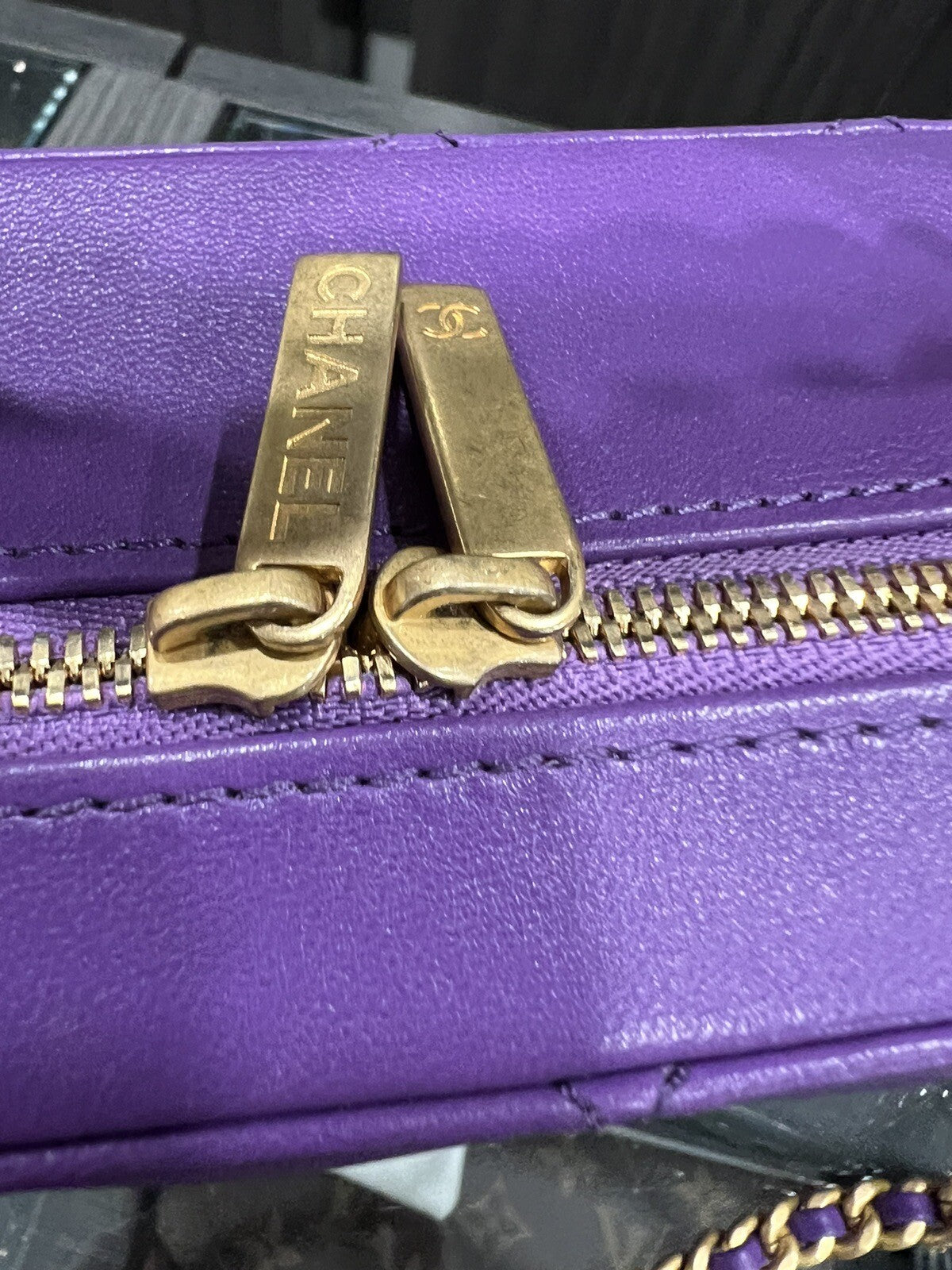 Chanel Vanity Case Purple/Antique Gold  Includes Tags Duster AUTHENTIC