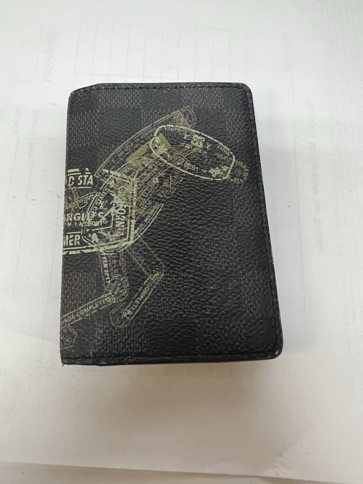 Louis Vuitton Pocket Organizer Damier Graphite Stamps Black With Authenticity