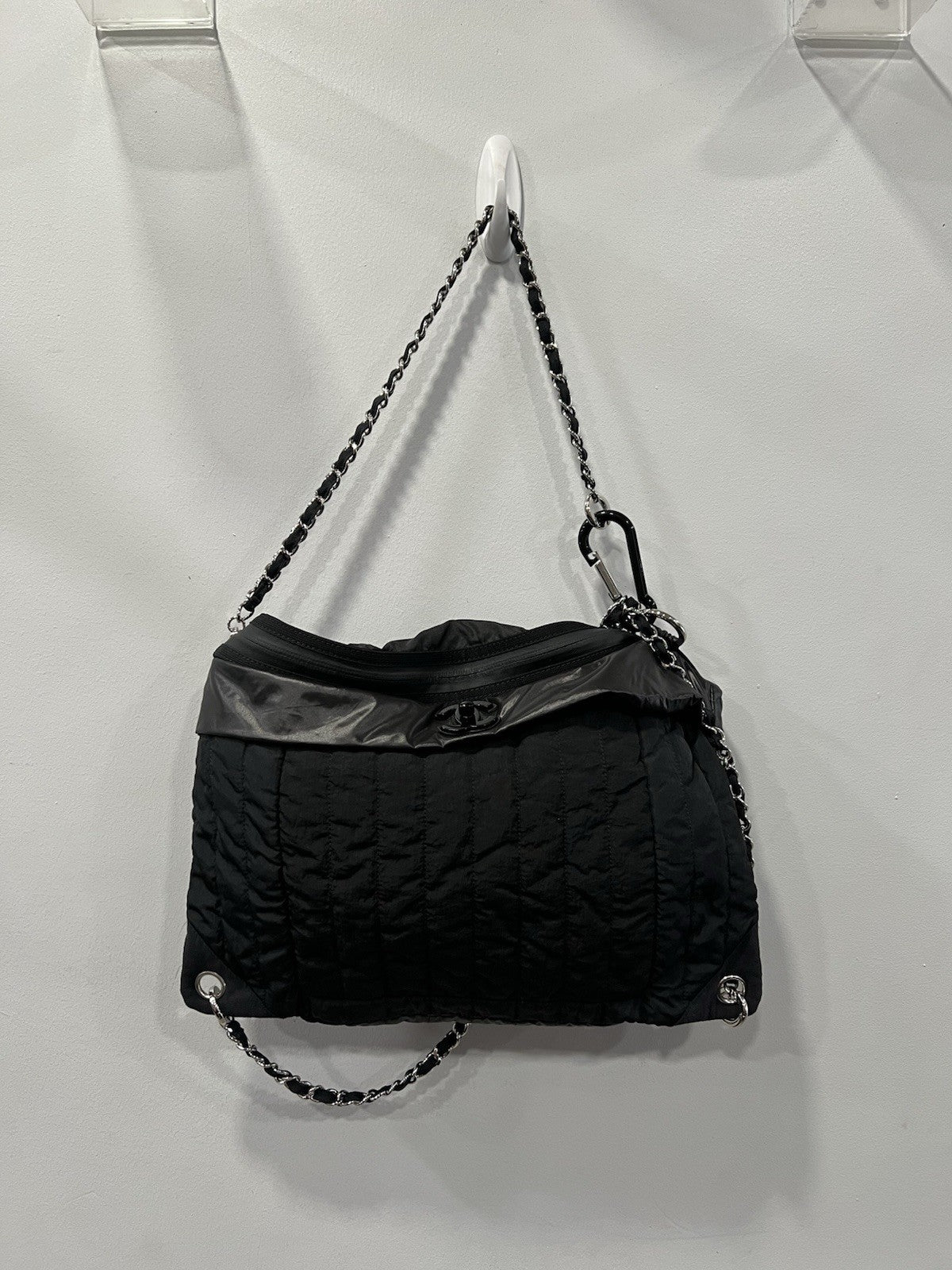 Chanel Nylon Neige Covertible Drawstring Backpack W/Certificate of Authenticity