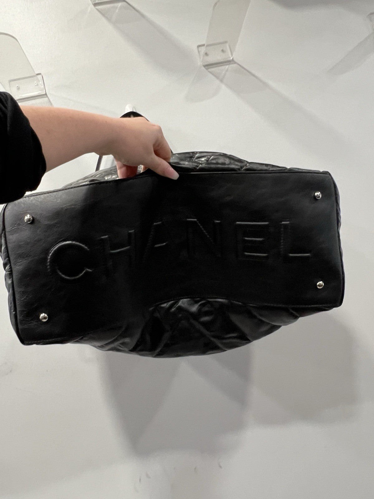 Chanel Leather Quilted Big Bang Travel Hobo Bag W/Authenticity