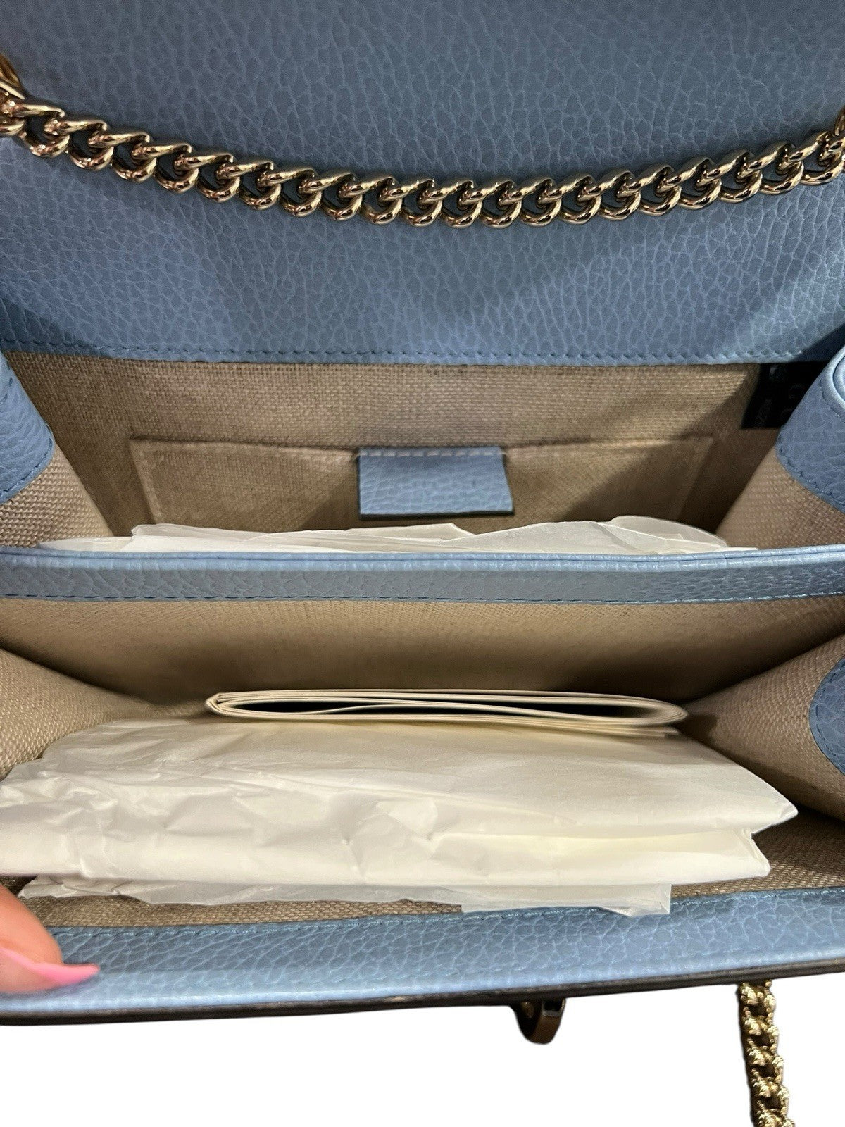 Gucci Light Blue Small Interlocking G Dollar Bag With Duster & Certificate