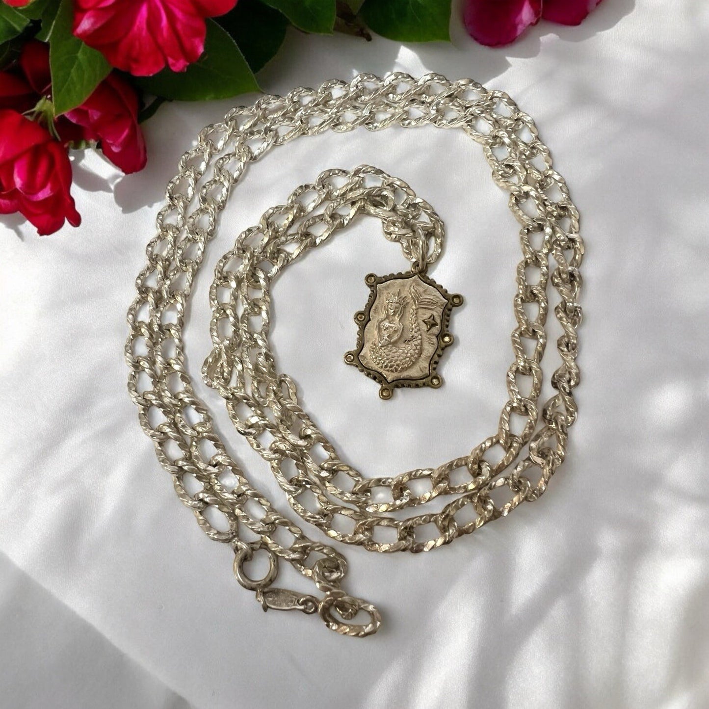 Henkel & Grosse Germany Sterling Silver Chain .925 W/ Lyric & Lore Pendant 32"