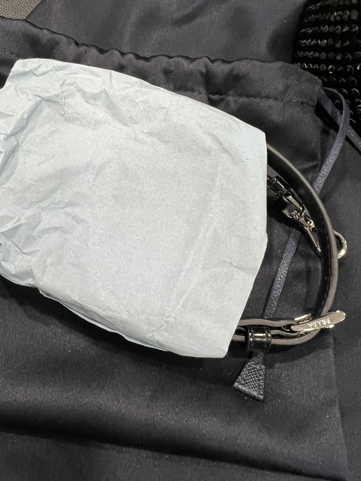 Prada Satin Mini Bucket Bag W/Crystals NWOB W/Certificate of Authenticity & Tags