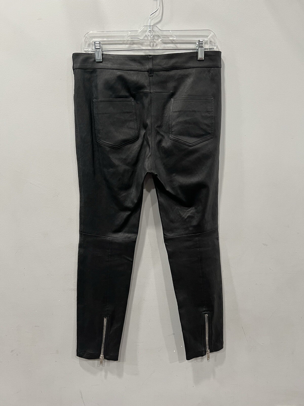 Givenchy Black Leather Zipper Detail Stretch Pants Size 40/US8