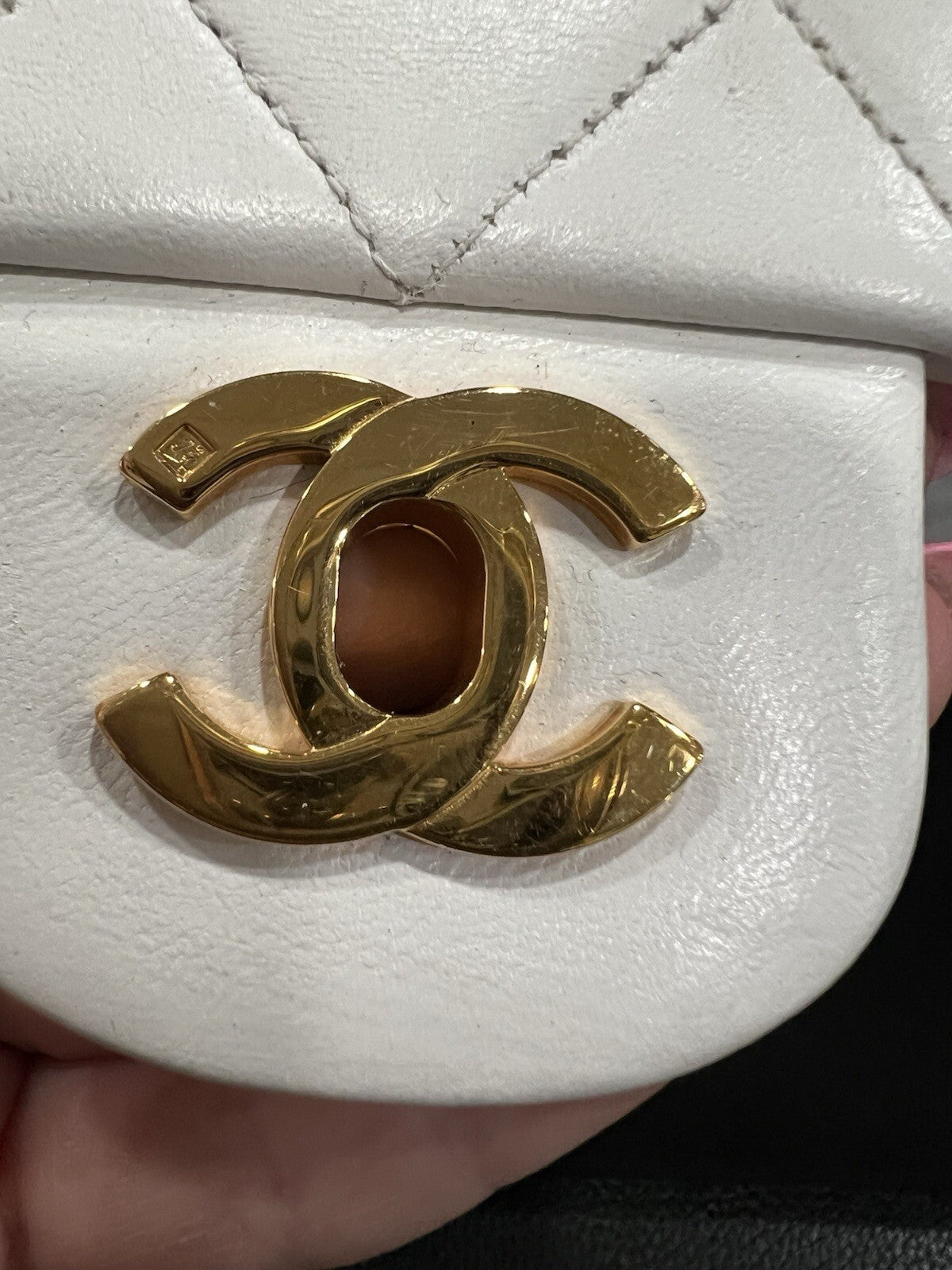 Chanel White 24k Gold Plated Hardware Lambskin Double Flap Classic