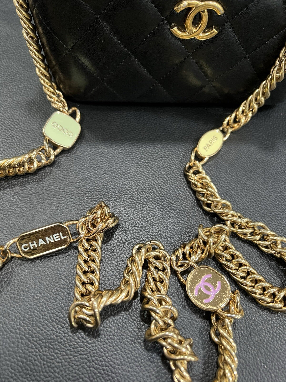 Chanel Charm Chain Vanity Lambskin Case W/Certifiacte Of Authenticity