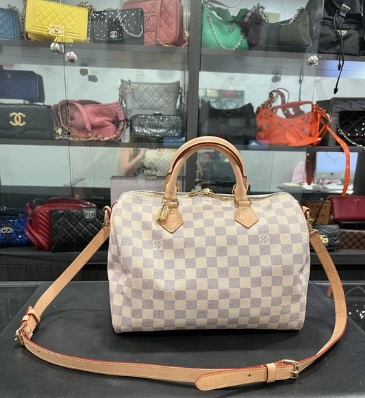 Louis Vuitton Speedy 30 Bandouliere Azure Retail $1980