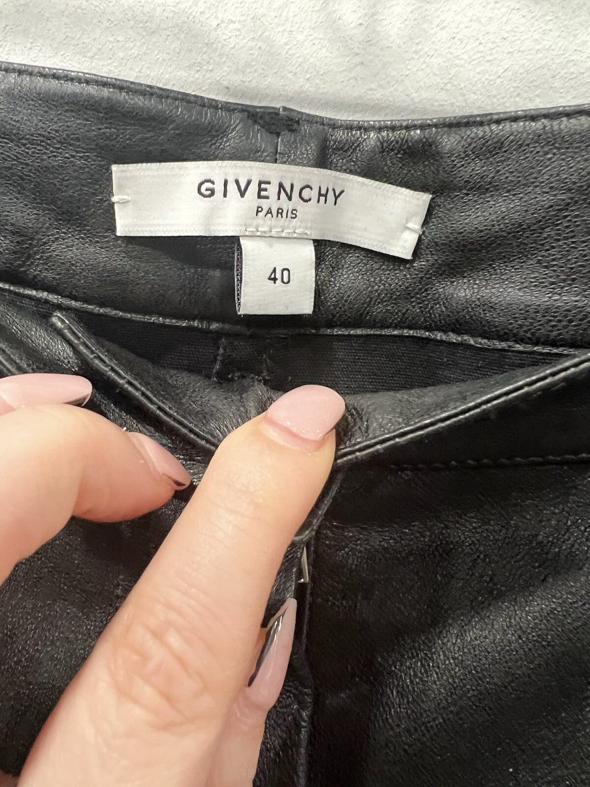 Givenchy Black Leather Zipper Detail Stretch Pants Size 40/US8