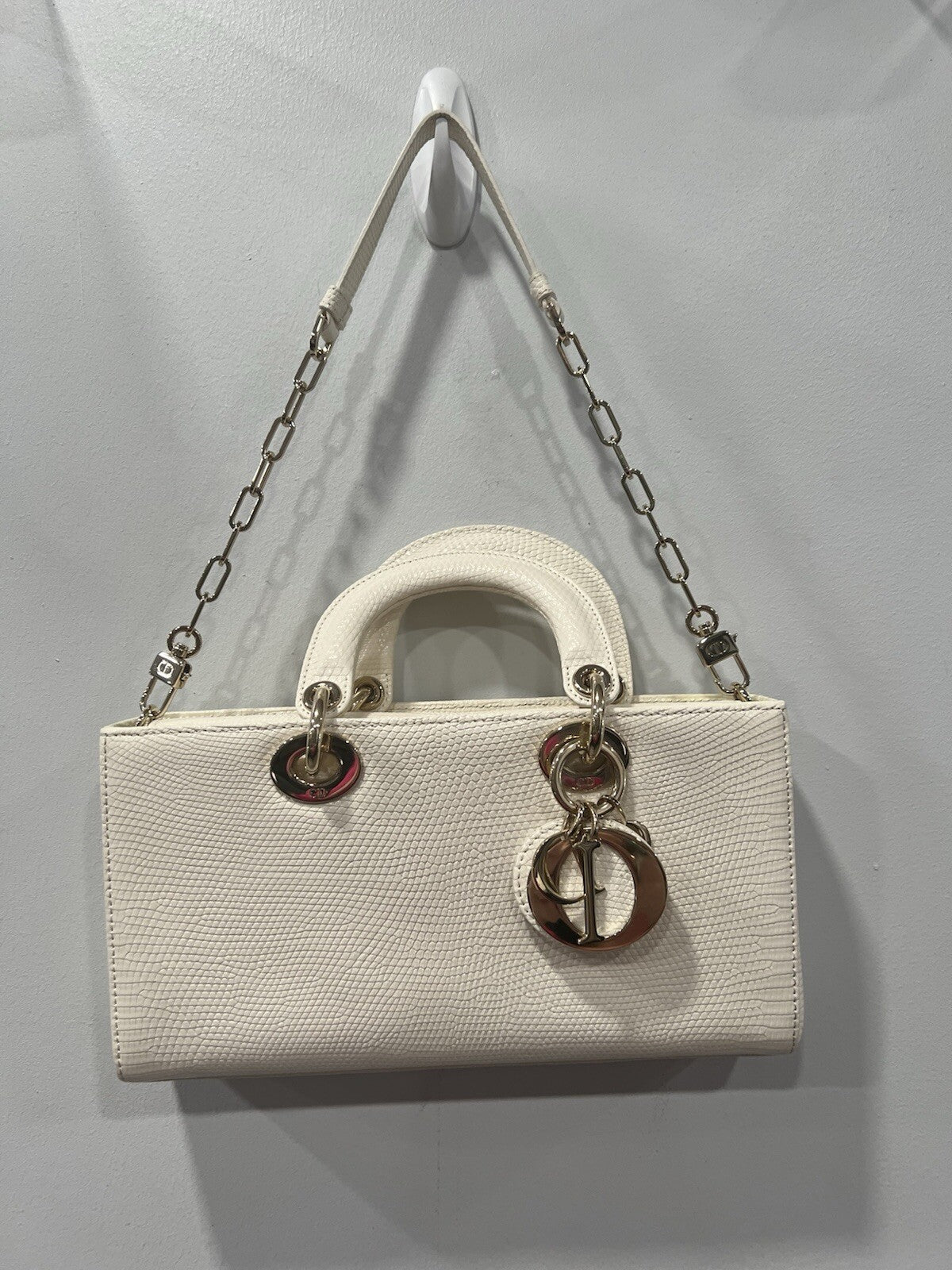 Christian Dior Lizard Ivory/Gold D-Joy Bag