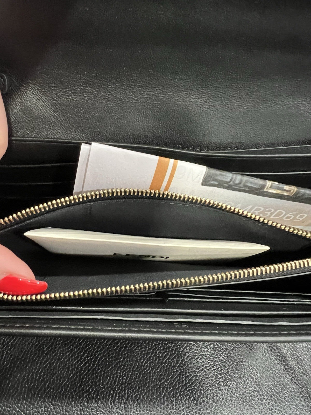 Fendi Black Nappa Leather Baguette Continental Wallet On Chain