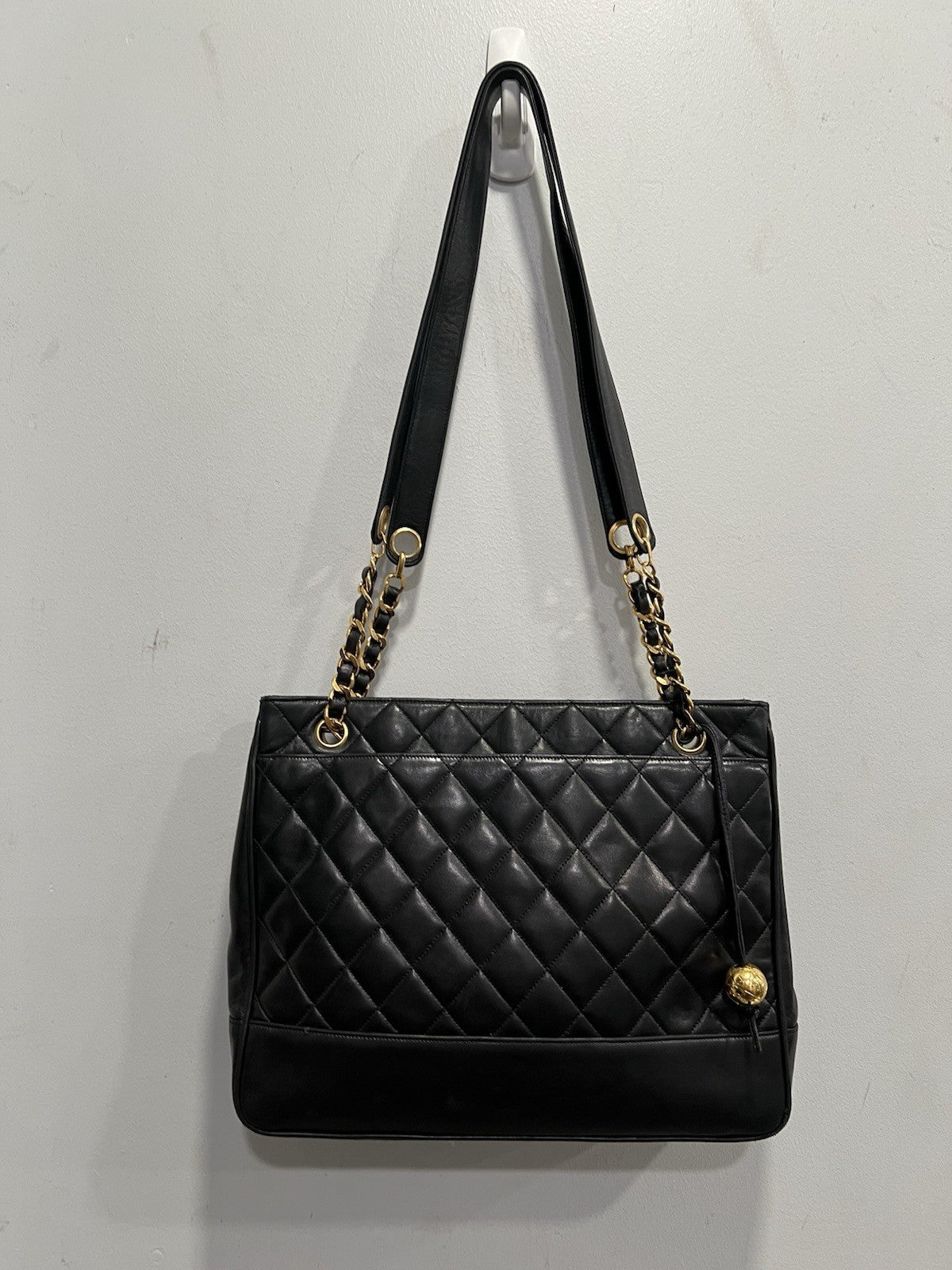 Chanel RARE Collectors Lambskin 24k Gold Plated Hardware Chain Tote Bag