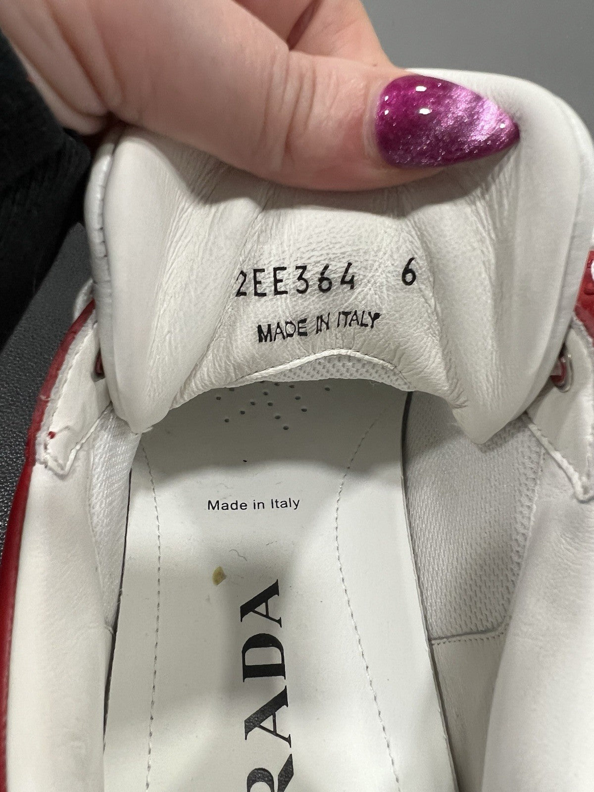 Prada Men's Red/White Downtown Sneakers With Box Size 6/US Size 7