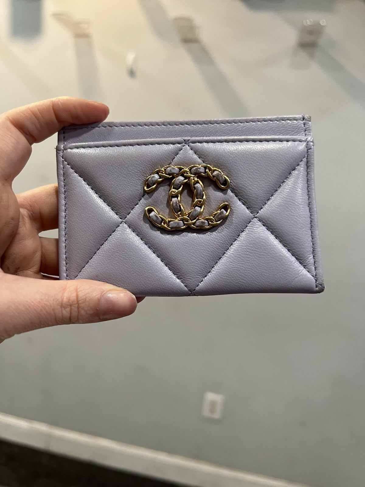 Chanel 19 Lavender Gold Card Case With Authenticity