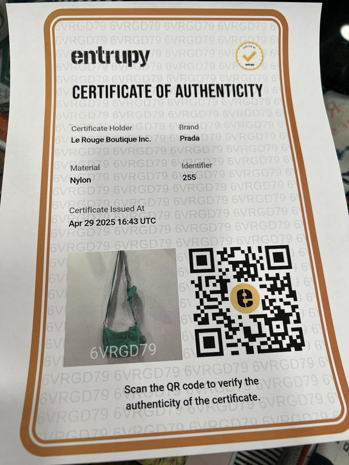 Prada Nylon Green Re-Edition 2005 With Certificate Of Authenticity