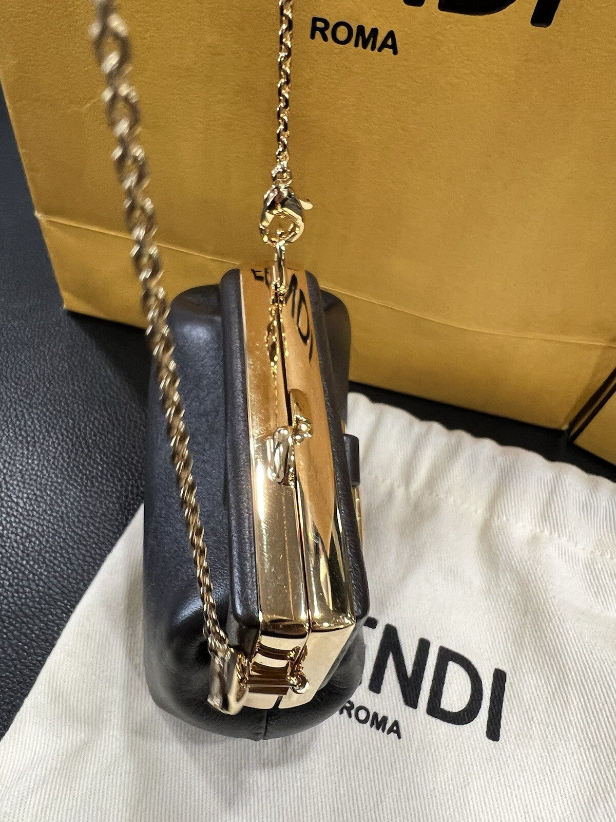 Fendi Nappa Nano Fendi First Bag Charm Chain Bag