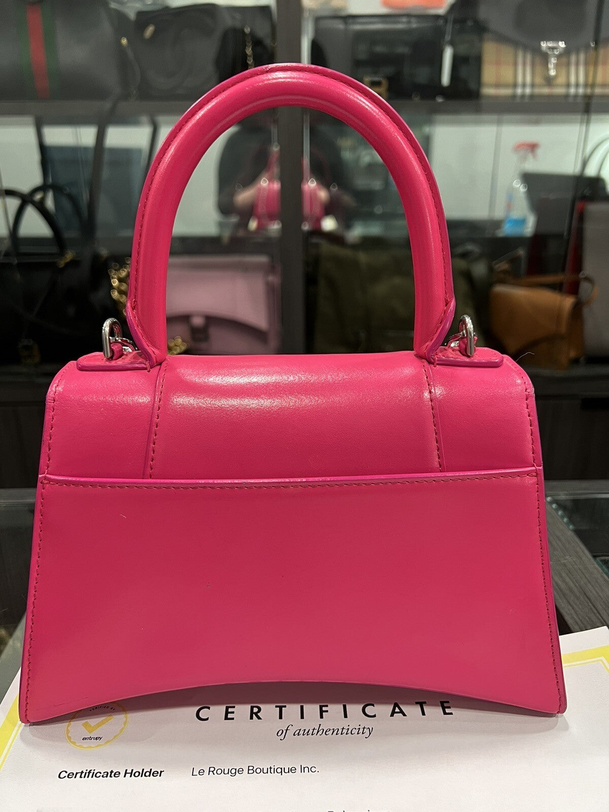 Balenciaga Hot Pink/Silver Small Hourglass Bag