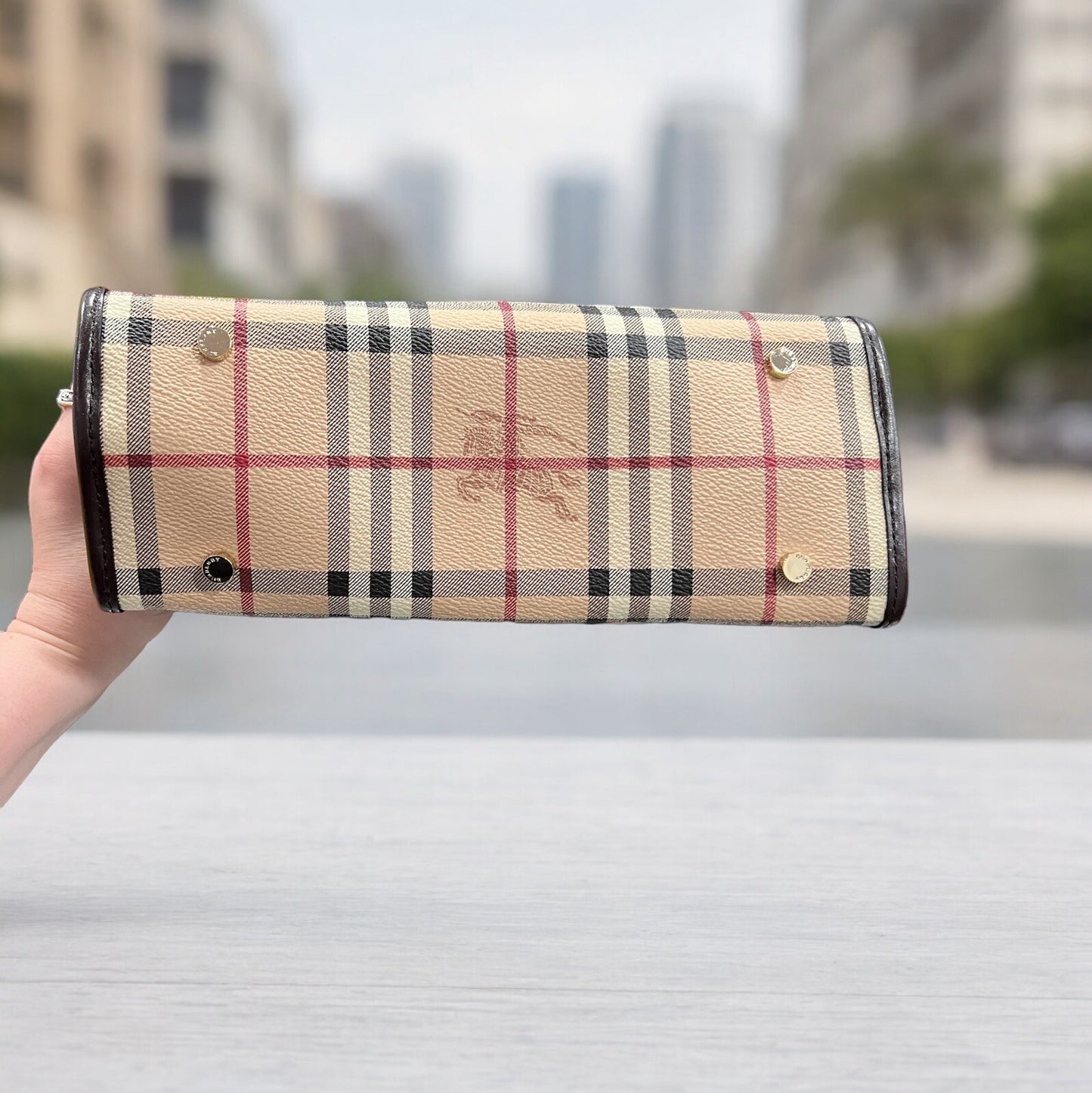 Burberry Nova Check Small Canvas Tote Bag W/Certificate Of Authenticity