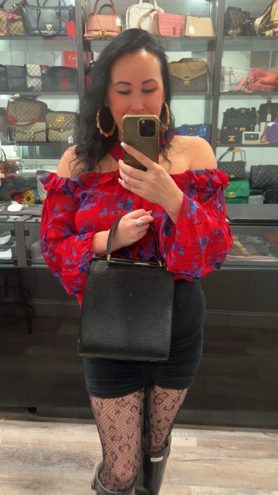 Louis Vuitton Black Epileather Top Handle Figari Pm Bag